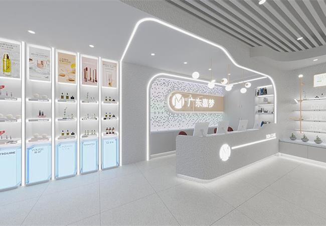 化妝品店裝修效果圖，看合肥裝修公司如何低成本裝修化妝品店？