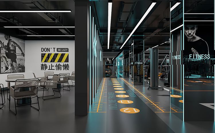 合肥健身房裝修設(shè)計效果圖，時尚健身房裝修風格